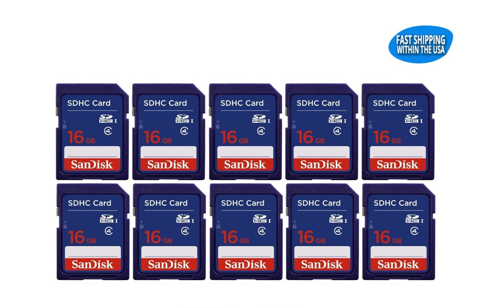 16GB Sandisk SD cards for Digital Cameras / Trail Camera / Computers (10 Pack) SanDisk SDSDB-016G-B35, SDSDB016G, SDSDB016GB35