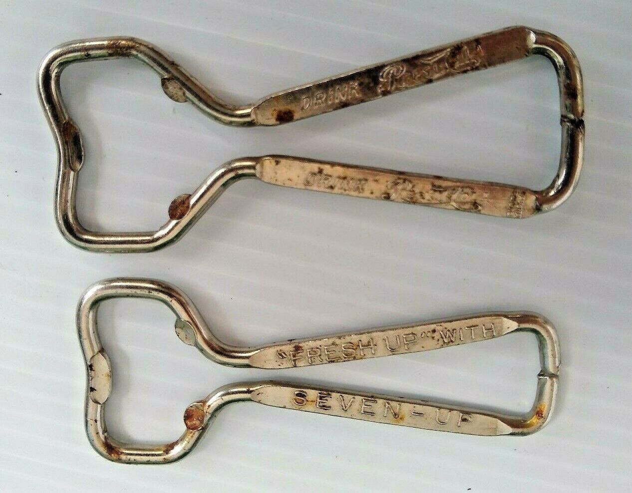 Vintage Drink Pepsi Cola & "Fresh Up" with Seven Up Metal Openers Set Of 2  Без бренда