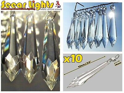 10 XXL TORPEDO 93mm CHANDELIER GLASS CRYSTALS ANTIQUE LOOK DROPS ICICLE DROPLETS Seear Lights