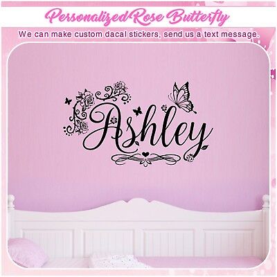 Personalized Custom Name Butterfly Flower Wall Art Decor Heart Sticker Decal 154 Oracal 154