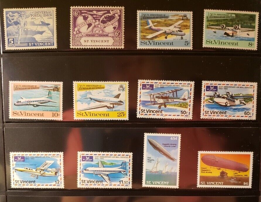 St Vincent Aircraft & Aviation Stamps Lot of 13 - MNH -See Details for List Без бренда