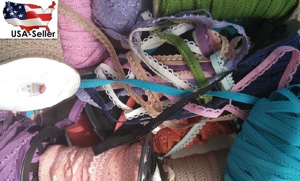 LOT 20 yards RANDOM mixed  picot edged lingerie sewing elastic 1/2" 3/8 USA SHIP Unbranded Does Not Apply