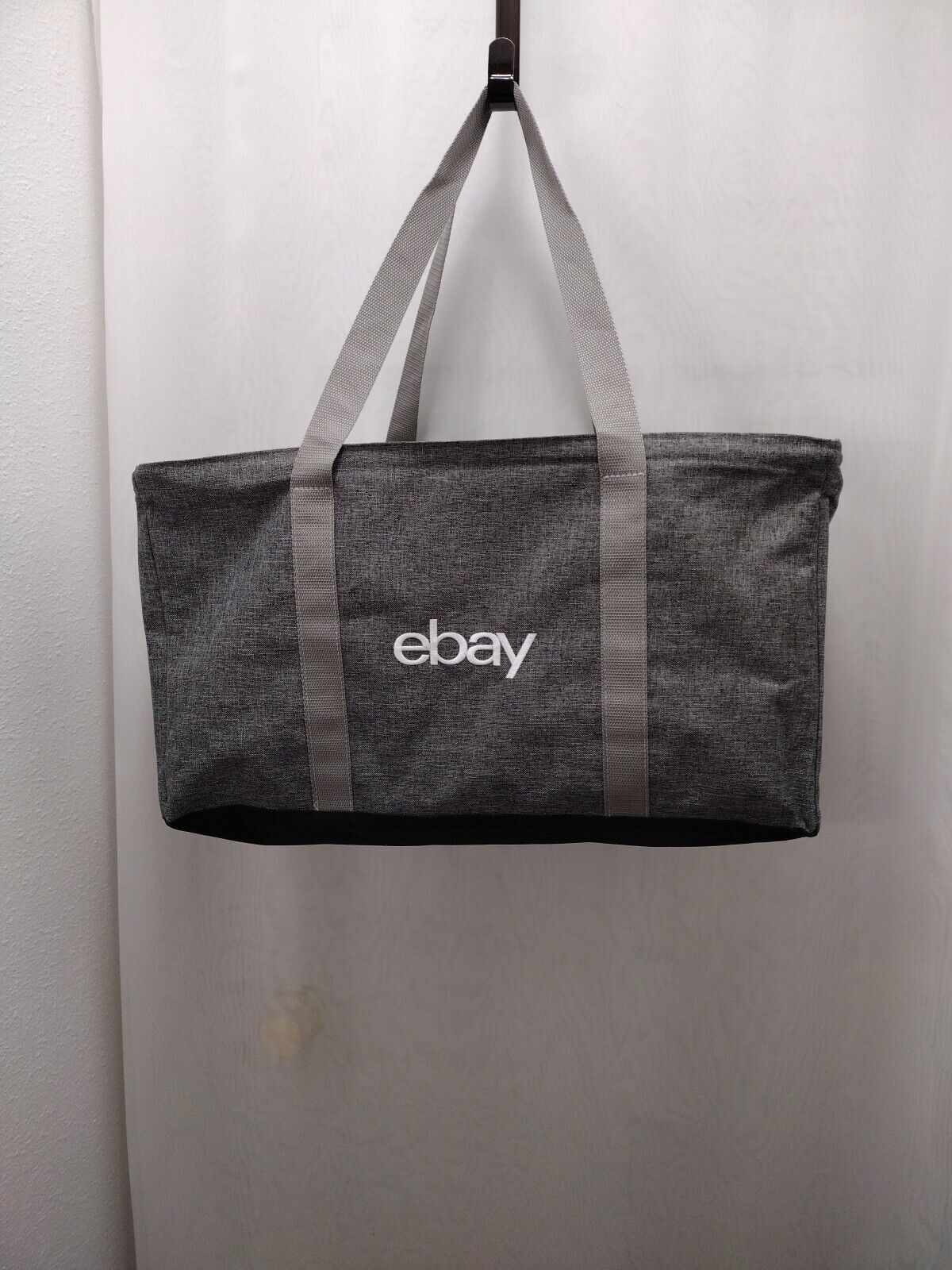 eBay Logo Reusable Open Tote Bag Large Gray Fabric Wire Frame 20x19x12" ebayana Без бренда - фотография #9