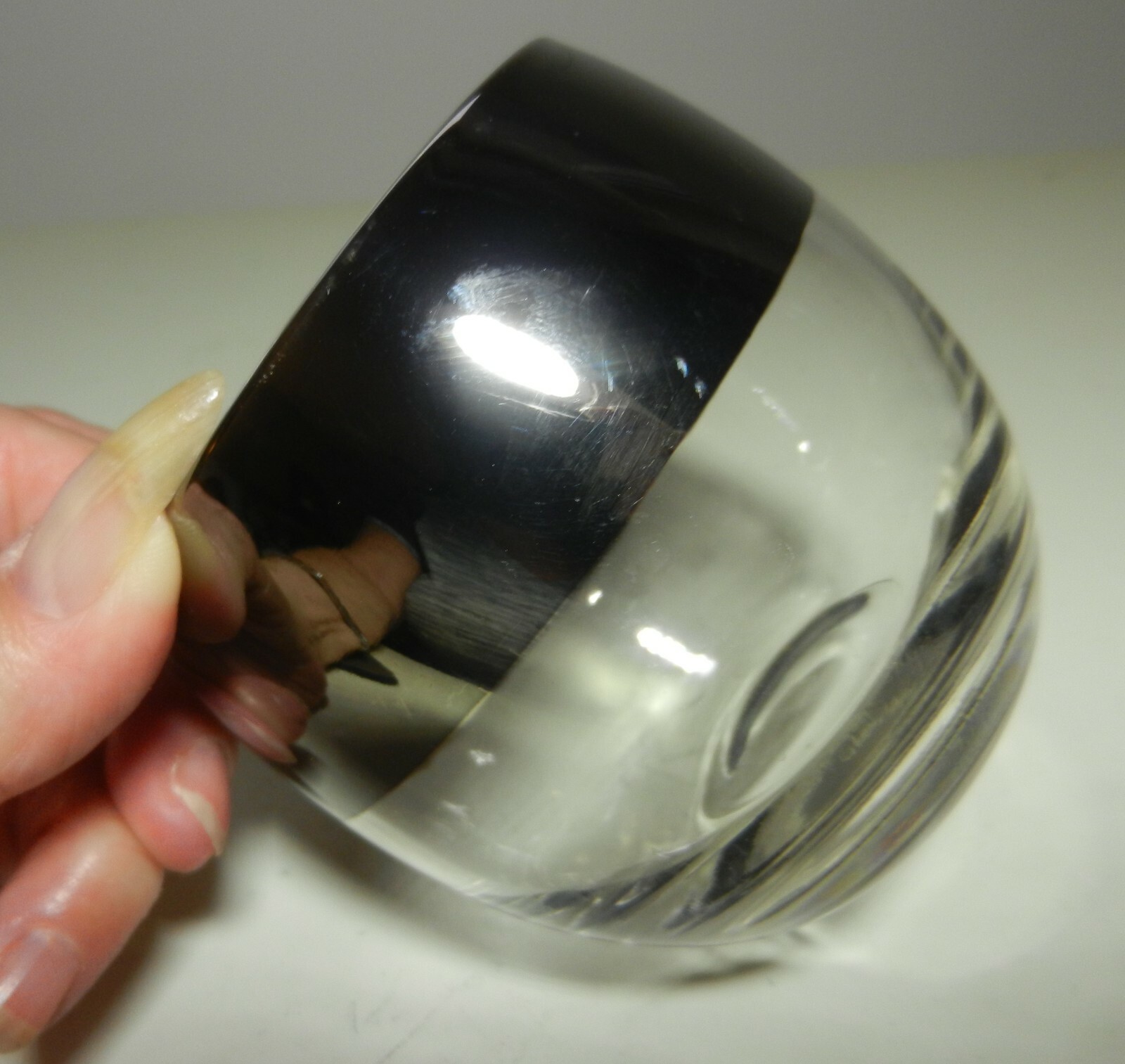 Vintage MCM Silver Dorothy Thorpe SET of 4-Handblown Roly Poly Glasses unmarked - фотография #5