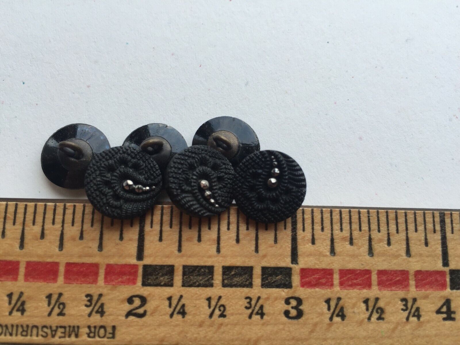 6 Art Deco Black Glass Victorian Mourning Buttons lacey fabric faux steels 12mm Без бренда - фотография #6