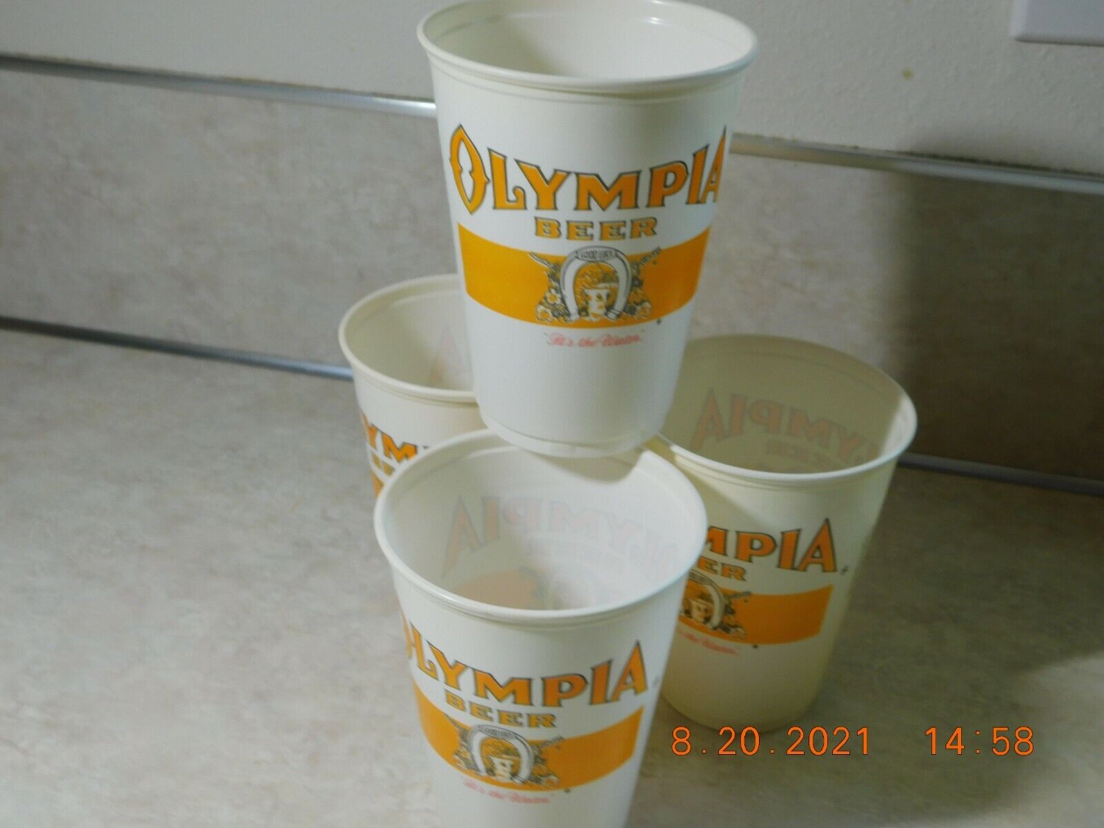 70's 80's OLYMPIA BEER Keg "It's the Water" Cups 12 oz SOLO NEW Unused  Без бренда