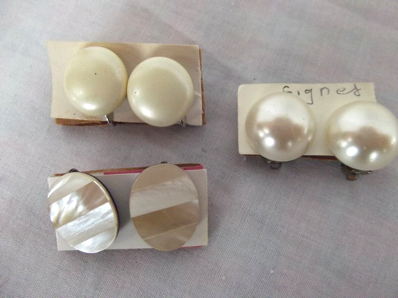vtg lot 8 pair clip earrings faux pearl Monet Kramer Signed gold tone Monet, Unbranded, kramer - фотография #3