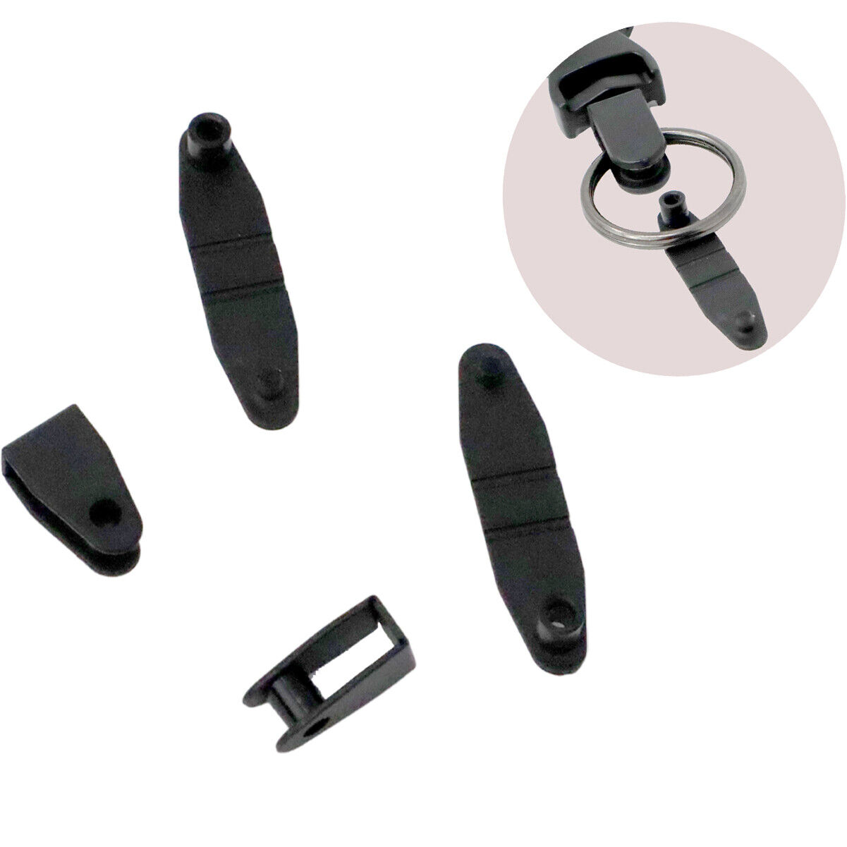 5 pcs - Black Plastic Key Ring Connectors - ID Badge Holder or Charm Adapter Tab Specialist ID 7743-1060