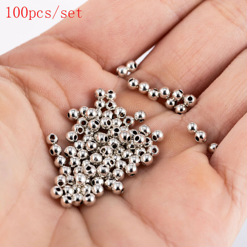 100PCS Genuine 925 Sterling Silver Round Ball Beads DIY Jewelry Making Findings  Yanqueens Does not apply - фотография #5