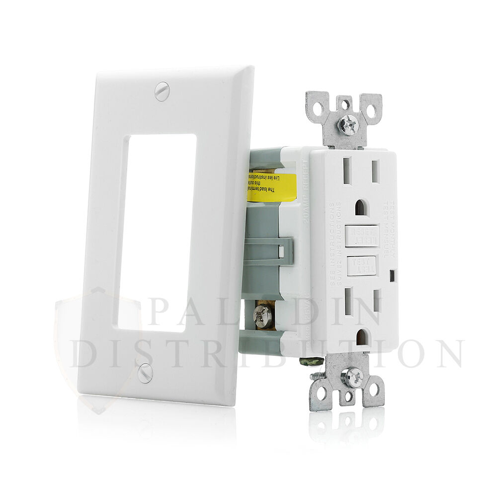 15A Amp GFCI Receptacle Outlet w/ LED & Wall Plate - UL Listed, White (10 Pack) Paladin TG15-10PK - фотография #3