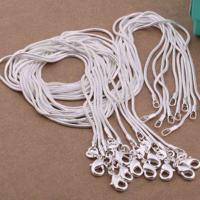24in Wholesale 925 Sterling Solid Silver 1MM Snake Chain Diy Necklace Jewellery Rinhoo Does not apply - фотография #8