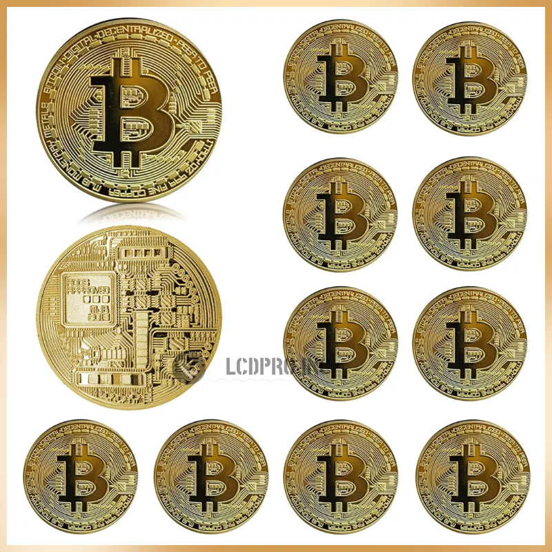 10Pcs Physical Bitcoin Coins Commemorative Gold Plated Bit Coin Collectible US Без бренда - фотография #10