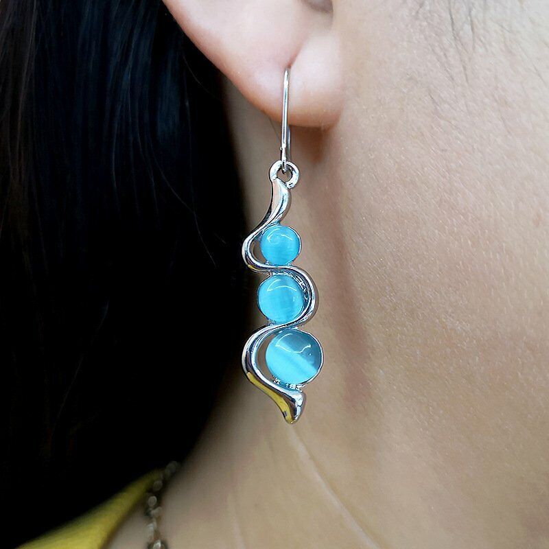 Boho Natural Stone Moonstone Earrings Dangle Hook Drop Charm Women Jewelry Gift Rinhoo Does not apply - фотография #3