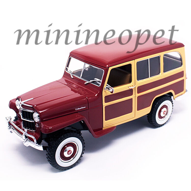 ROAD SIGNATURE 92858 1955 55 WILLYS JEEP STATION WAGON 1/18 DIECAST BURGUNDY Road Signature 92858