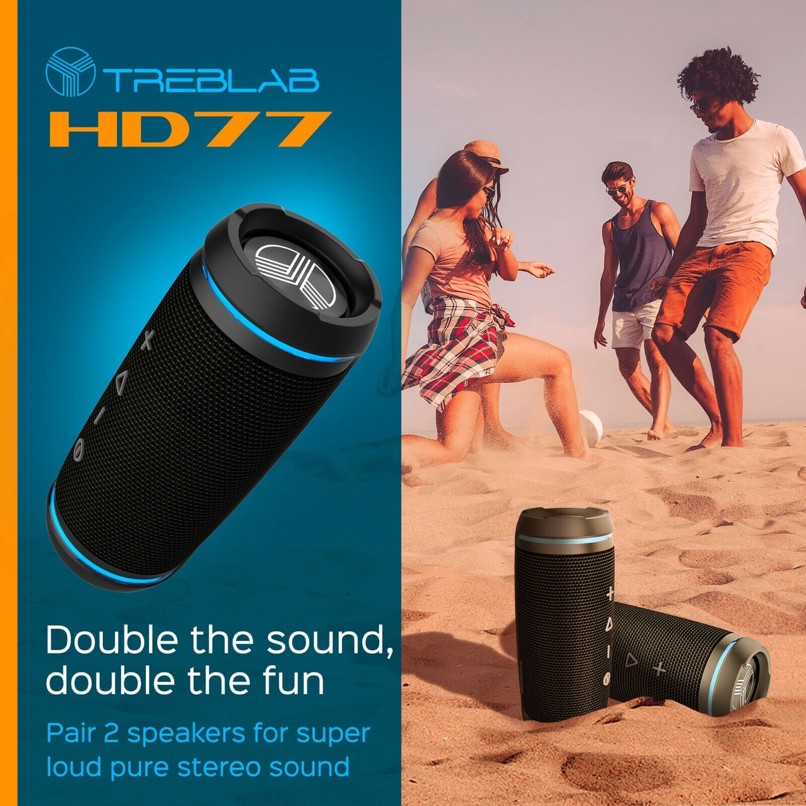 TREBLAB HD77 Bluetooth Speaker System Stereo Portable Wireless 25W LOT of 2 TREBLAB HD77 - фотография #4