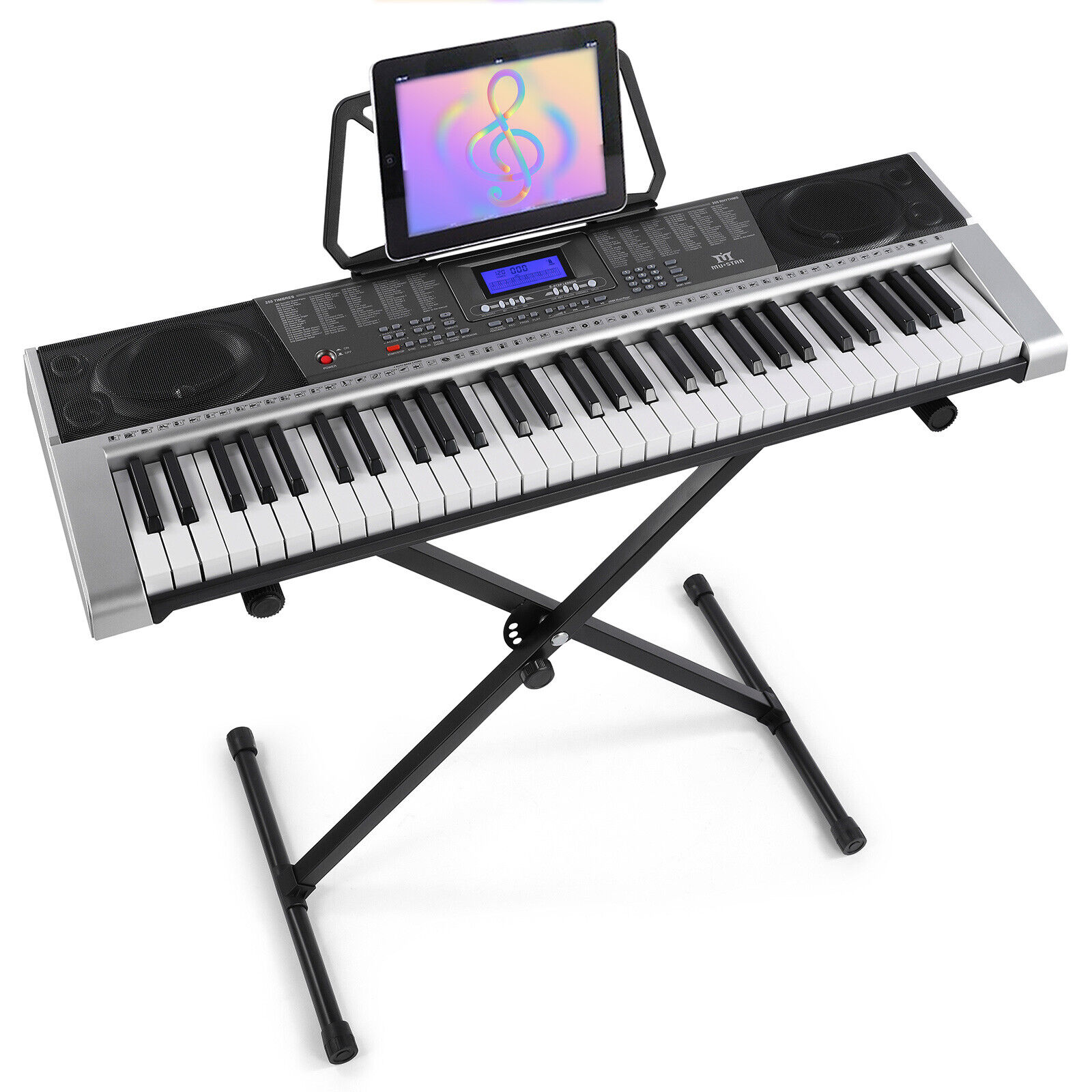 New Gray Portable 61Keys Electronic Keyboards Organ w/Stand,Headphone,Microphone Mustar F300 - фотография #4