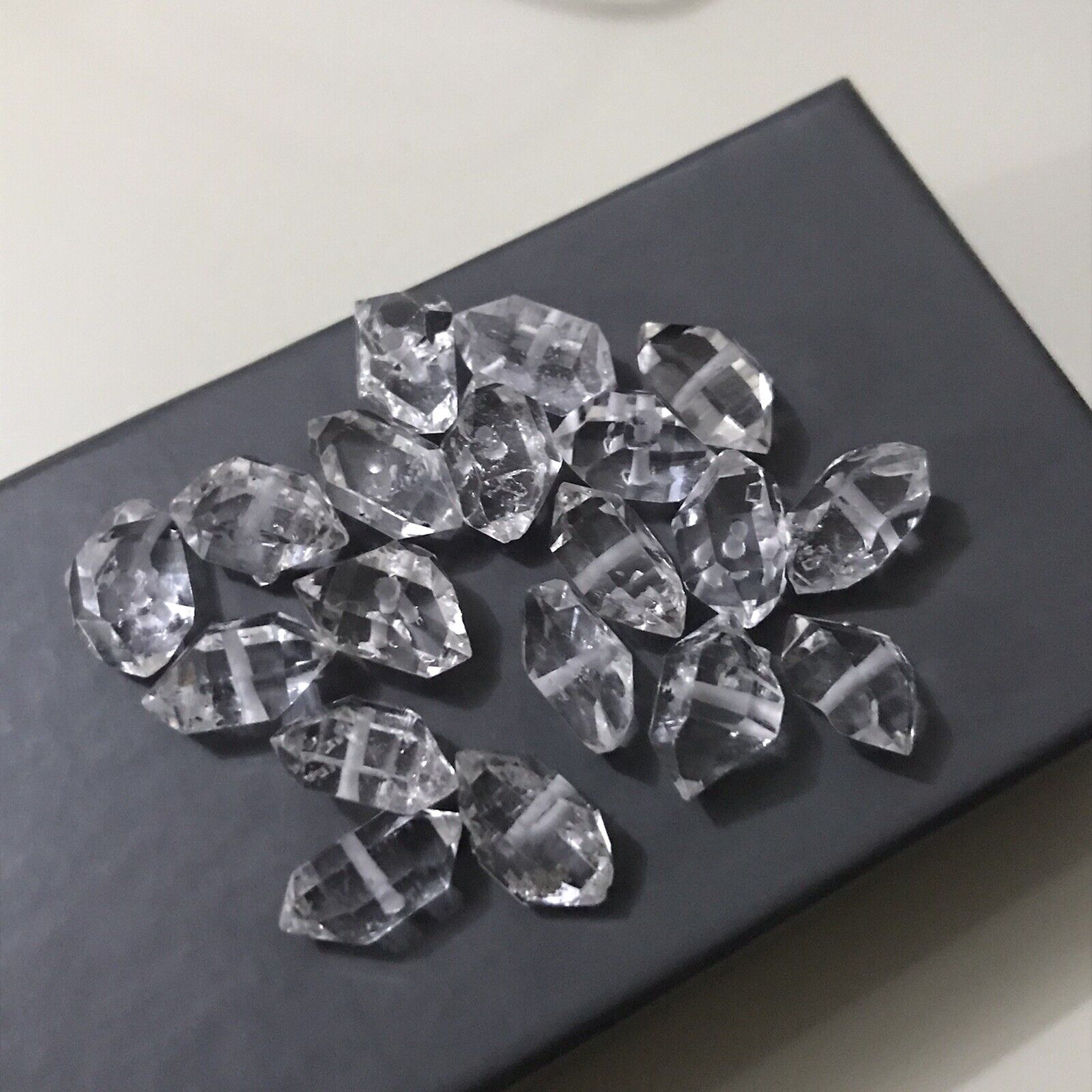 12 pcs Drilled Herkimer diamond crystals , 6 to 8 mm stocktongems