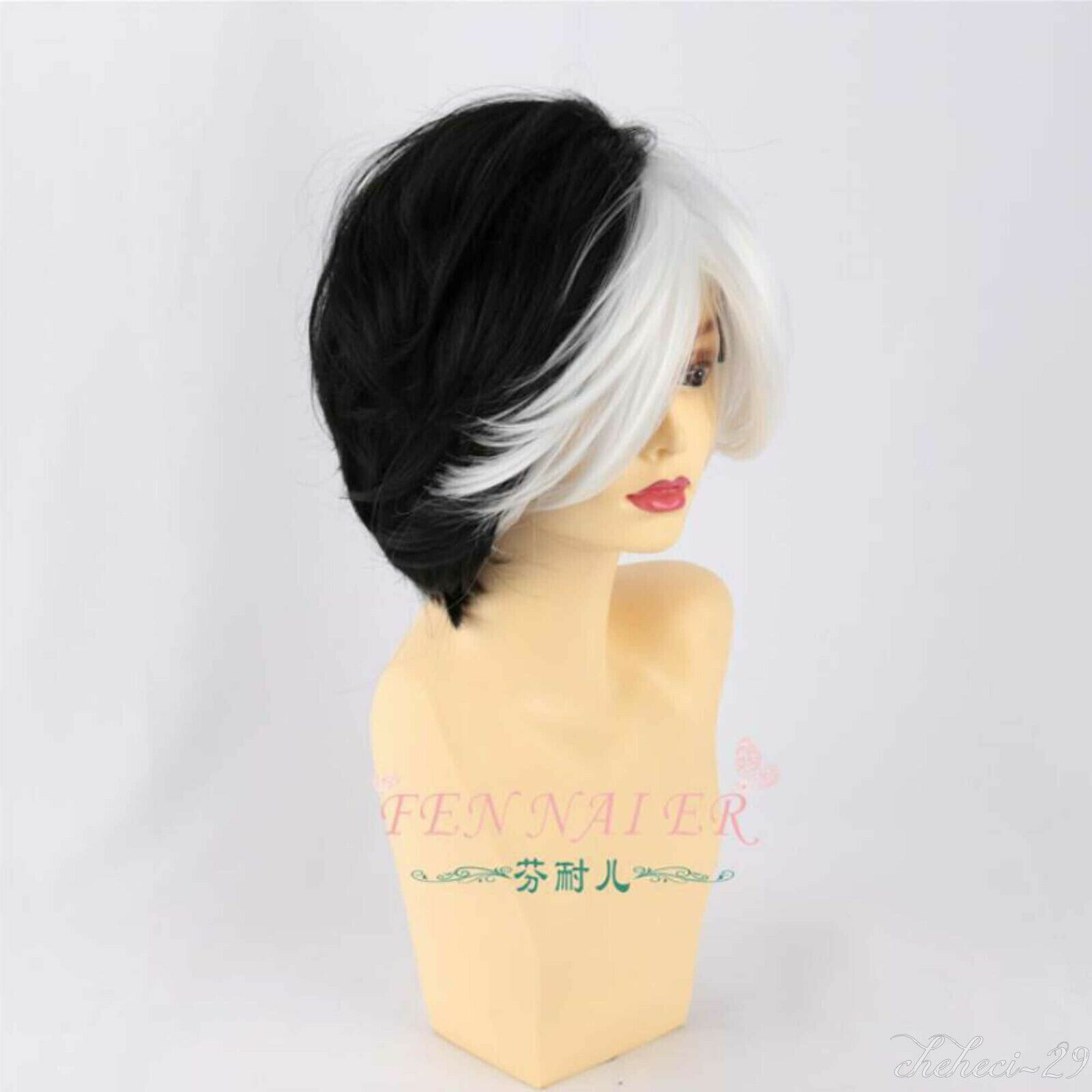 Mix black white Short straight middle parting hair cosplay wig hot wigs Unbranded 3 - фотография #3