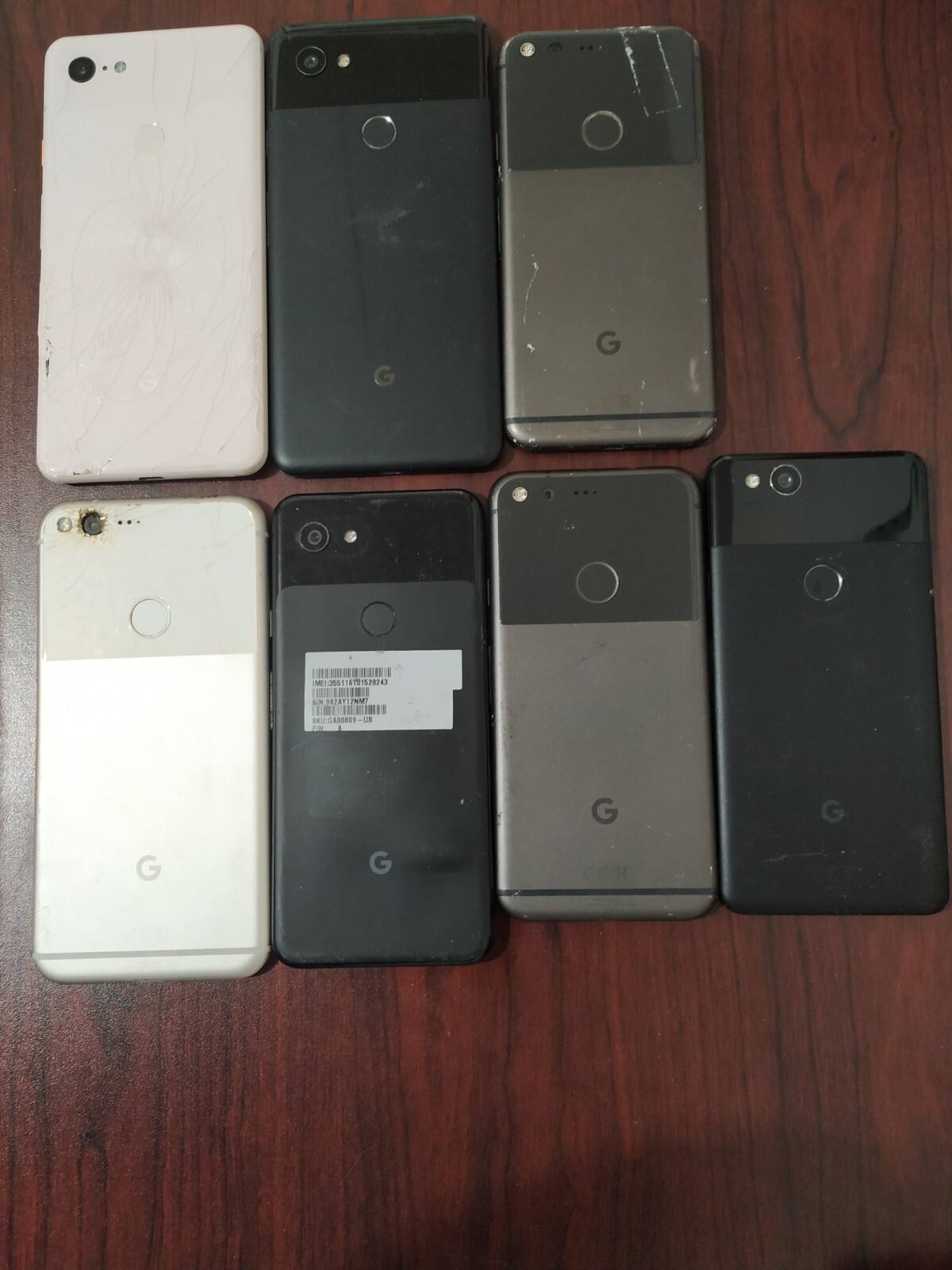 Lot of 7 Google Pixel mix model White  /black for parts Google Google Pixel