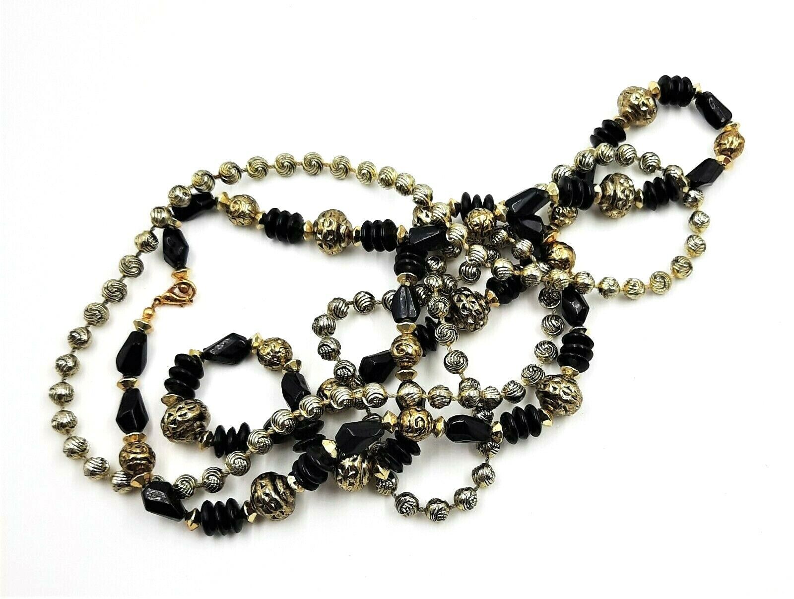 2 Black & Gold Beaded Vintage Necklaces Women's Fashion Costume Jewellery Unbranded Does Not Apply - фотография #2