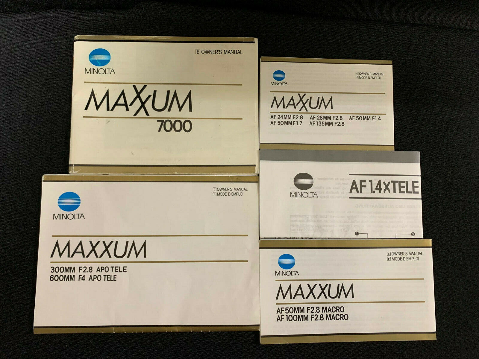 Minolta Maxxum 7000 Camera  & Various Lens Manuals Double X Manual Minolta NA