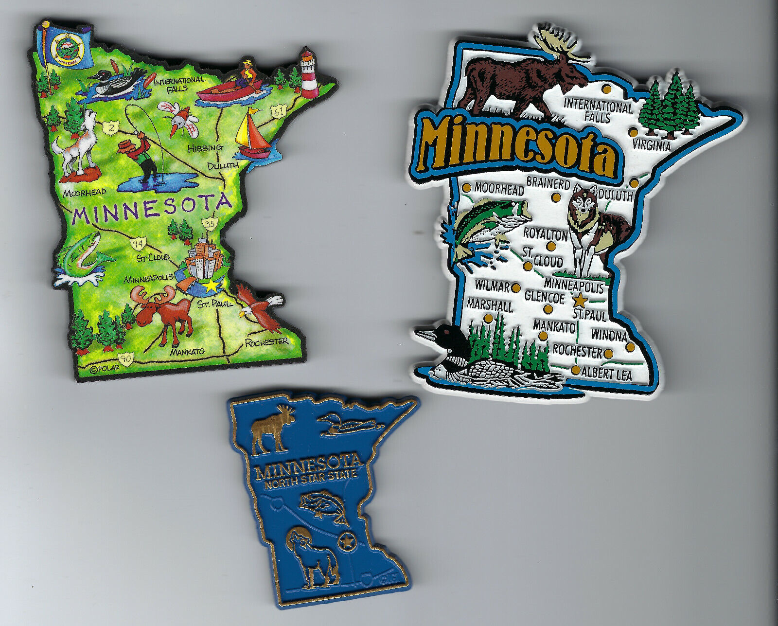 MINNESOTA MAGNET ASSORTMENT 3 NEW STATE SOUVENIRS includes  JUMBO MAP MAGNET     Без бренда