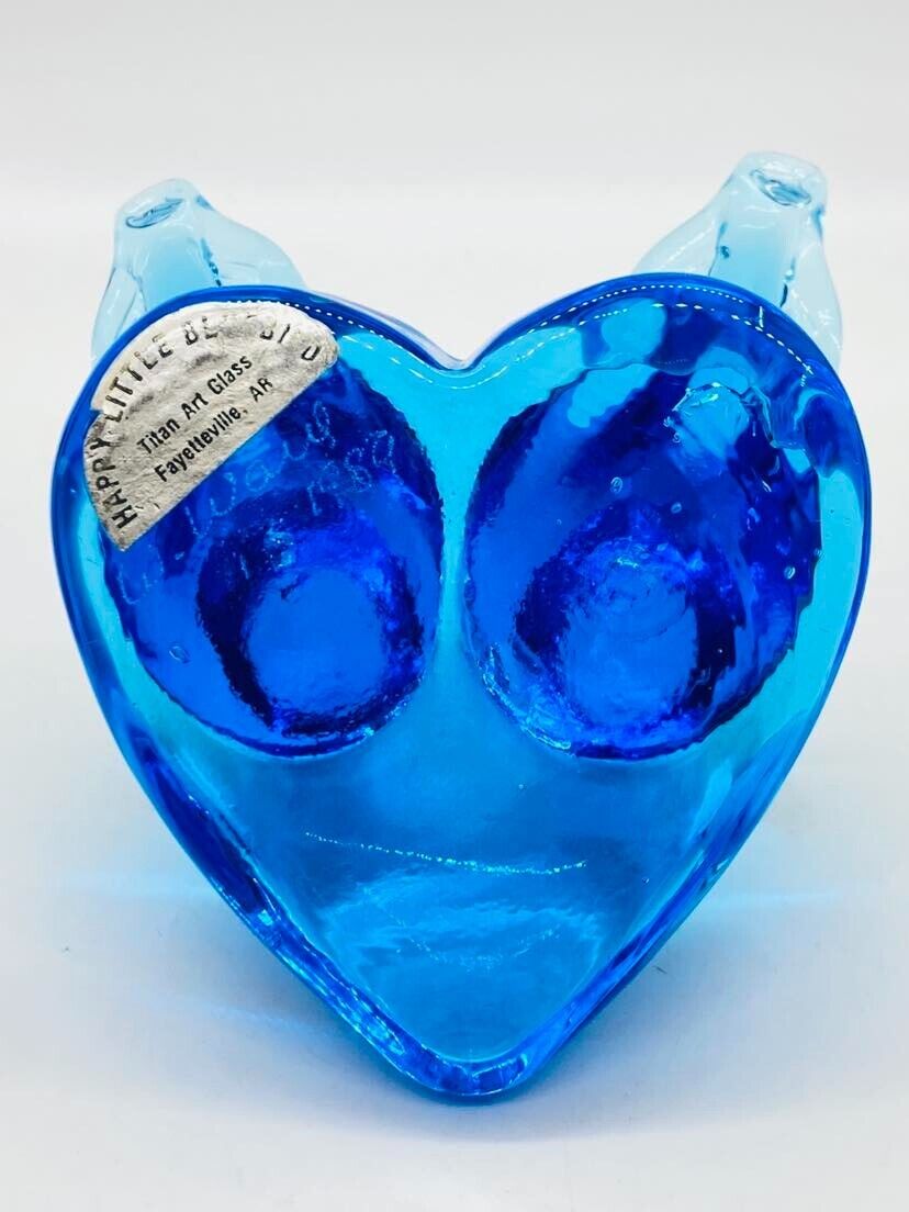 Cobalt Blue Bluebirds of Happiness Heart Shaped Base Signed W. Ward 1989- 112023 Без бренда - фотография #6