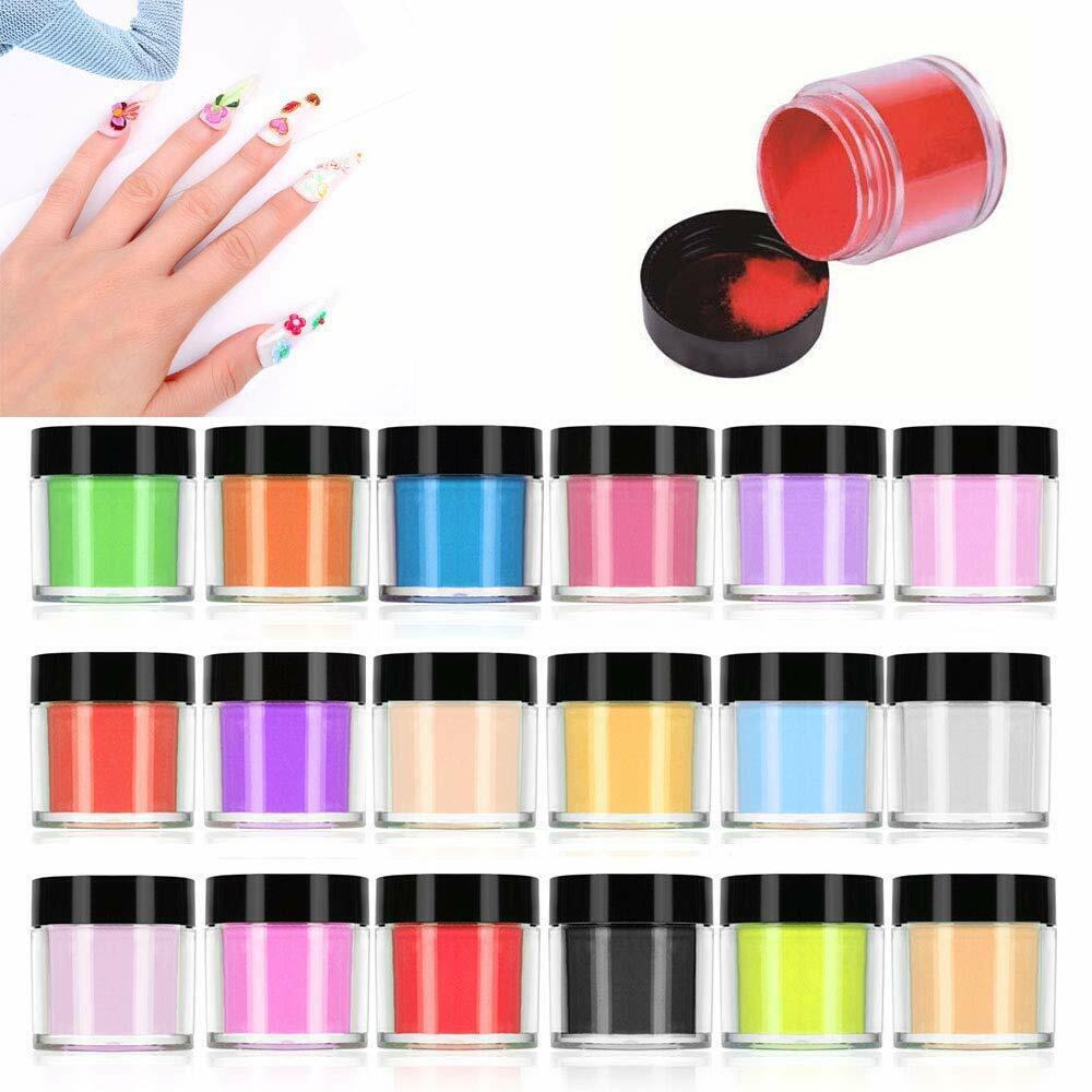 18 Colors Acrylic Nail Art Tips UV Gel Powder Dust Design Decoration 3D Manicure Unbranded Does not apply