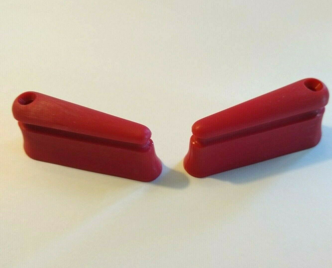 Red Pinball Flipper Bats (2) Small Top Mount Hole For 1940s-60's Game Machines Unbranded