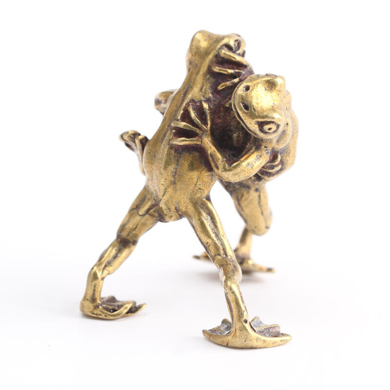 Chinese Collection Asian Brass Wrestling Frog Exquisite fengshui statue  Без бренда - фотография #5