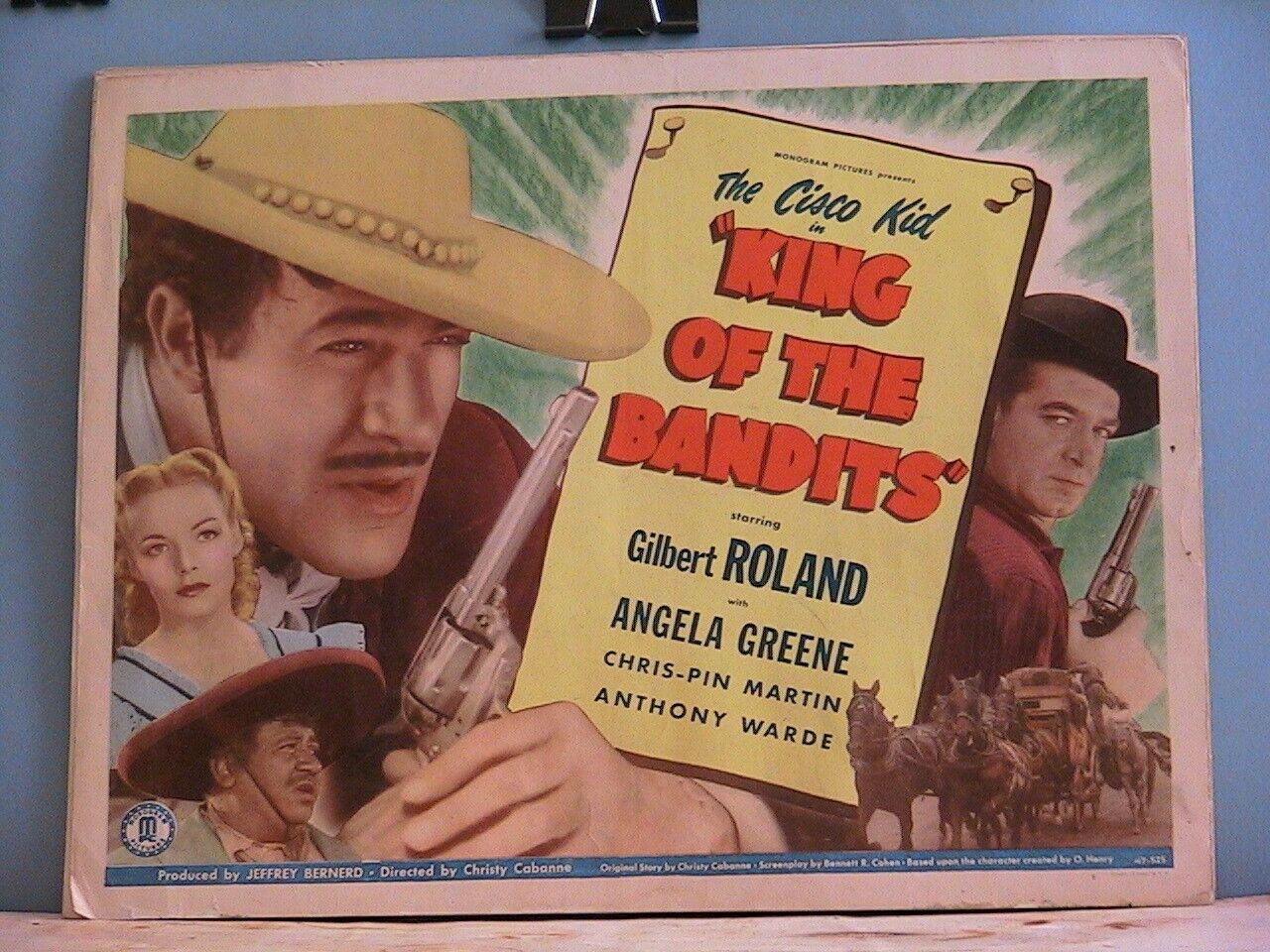 VINTAGE LOBBY CARDS-7-GILBERT ROLAND-CISCO KID-KING OF THE BANDITS-1947-TITLE C. Без бренда