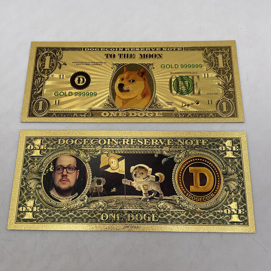 10 pcs Beautiful WOW Gold Dogecoin Gold Banknotes Dog Printing D Souvenir Cards Без бренда - фотография #2