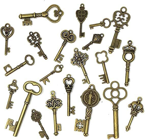 125PC Keys Antique Vintage Old Look Bronze Skeleton Keys Fancy Heart Bow Pendant Без бренда Does Not Apply - фотография #5
