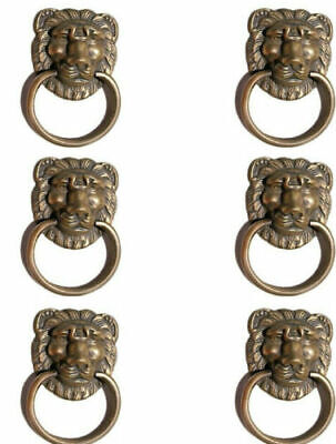 6 LION pulls handles Small heavy  SOLID BRASS old style bolt house antiques B Без бренда - фотография #2