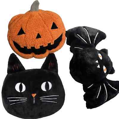 Set 3 Halloween NEW Faux Fur Cat Pumpkin Bat Throw Pillow Hyde & EEK! Boutique TARGET