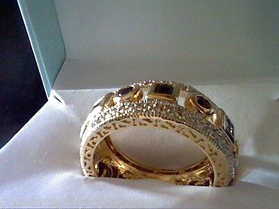 14K YELLOW GOLD & SS GENUINE SAPPHIRE DIAMOND WEDDING BAND RING SZ 10 + BONUS! EXCEPTIONALBUY