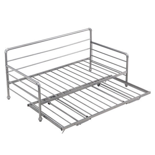 Metal DayBed w/ Trundle Sofa Bed Twin to King Size Metal Bed Platform Bed Fetines Does Not Apply - фотография #7
