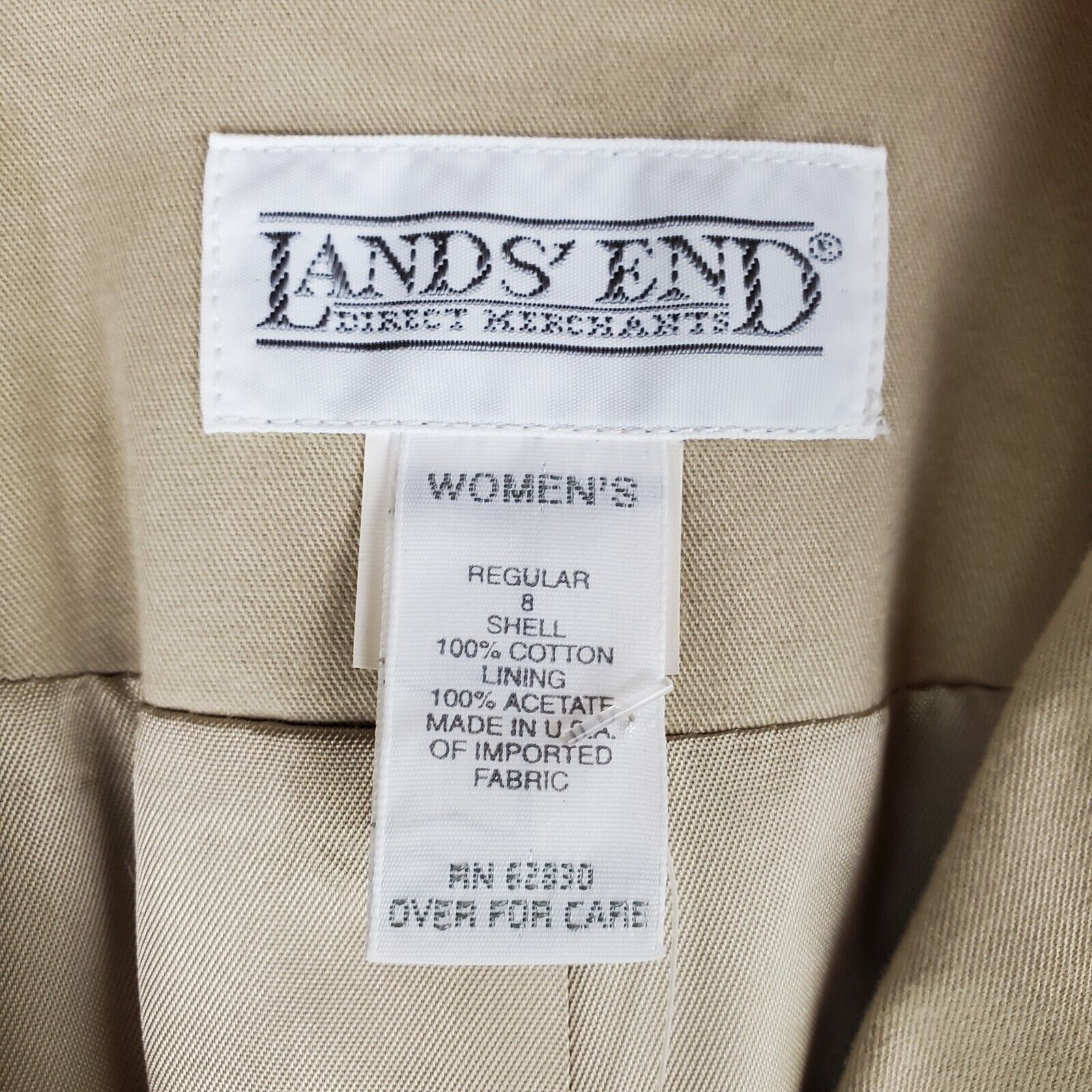 NEW VTG LANDS END Deadstock Womens Size Medium Blazer Jacket Made in USA Khaki Lands' End long sleeve cuff collar, button front pockets, notch lapel, three 3 button, blazer sportcoat jacket, vintage, made in usa america, women's size, twill - фотография #8