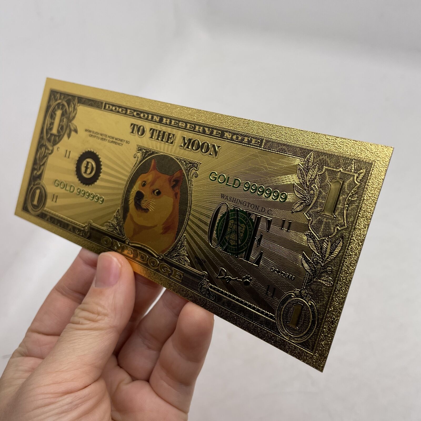 10 pcs Beautiful WOW Gold Dogecoin Gold Banknotes Dog Printing D Souvenir Cards Без бренда - фотография #4