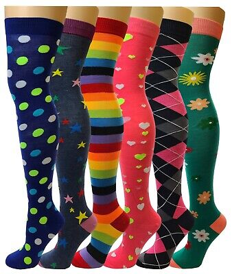 6 Pairs Women Assorted Fancy Design Colorful Thigh High Over The Knee Socks 9-11 Sumona - фотография #4