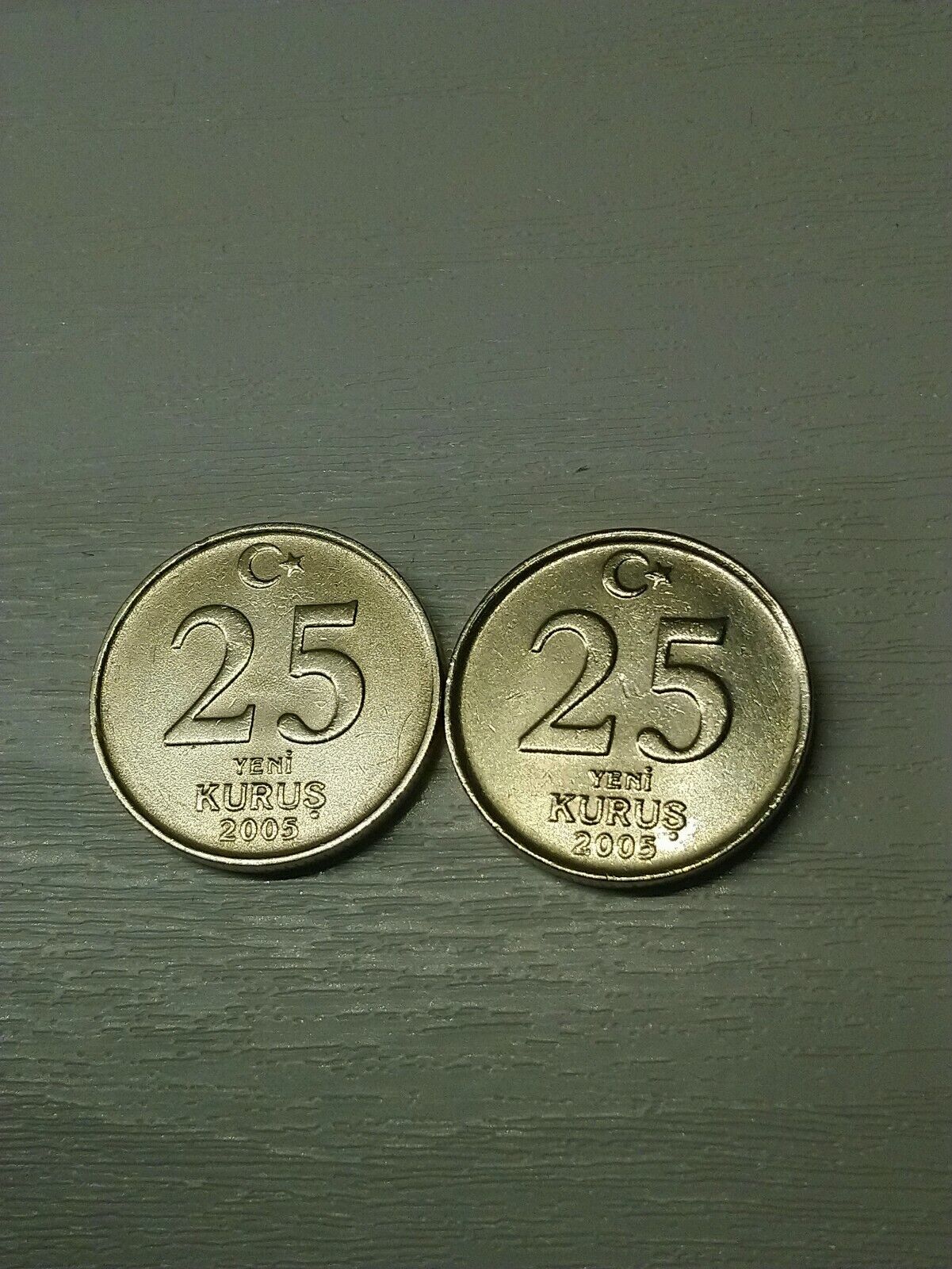 Turkish New 25 Kurus Coin x2 (Both 2005) Без бренда - фотография #2