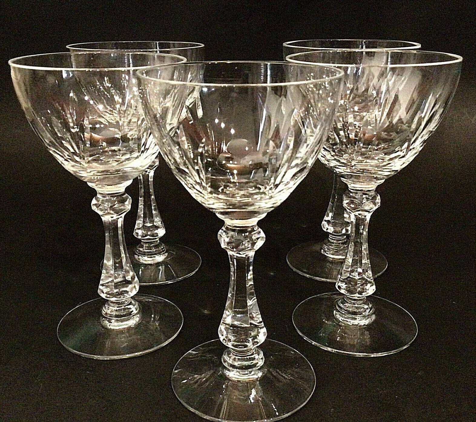 CAMBRIDGE WINE GLASSES EUCLID SET OF 5 RARE VINTAGE MID CENTURY MODERN CAMBRIDGE GLASS - фотография #3