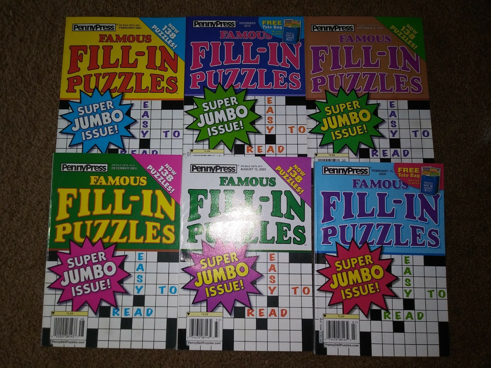 Lot of 6 New Penny Press Famous Fill In Puzzle Books Puzzle Fill In Books Без бренда