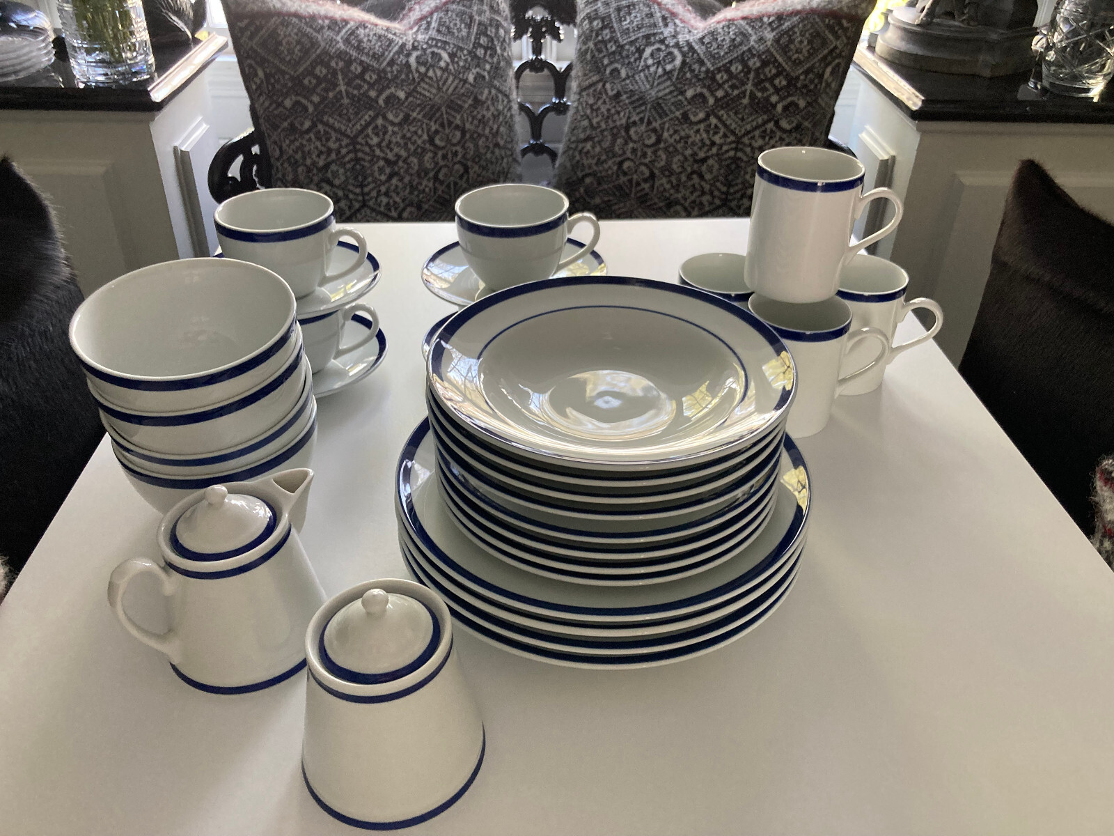 NEW 30pc SET! WILLIAMS SONOMA BRASSERIE BLUE & WHITE PORCELAIN DINNERWARE JAPAN Williams-Sonoma - фотография #19