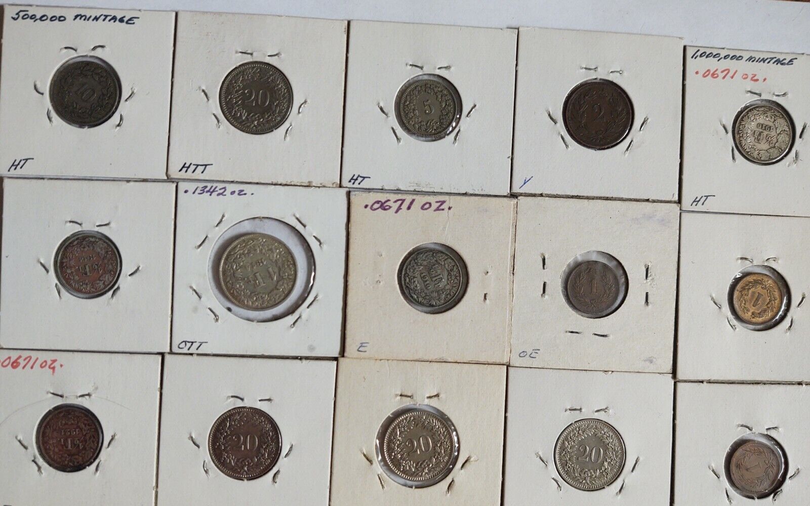 Switzerland, lot of 15 coins, 1900 - 1929 Без бренда - фотография #2
