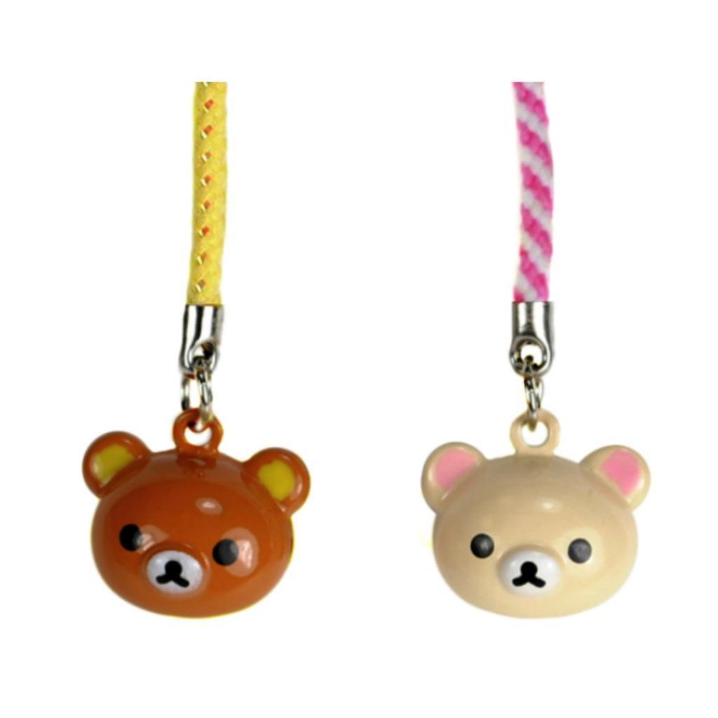 SET OF 2 TEDDY BEAR BRASS BELL CHARM Rilakkuma Two Cute Craft Cell Phone Strap Без бренда Does Not Apply