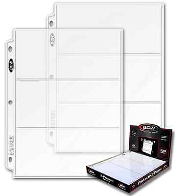 10 BCW 3-Pocket LARGE Size 3.5 x 8 Currency Paper Money Binder Pages Holders BCW
