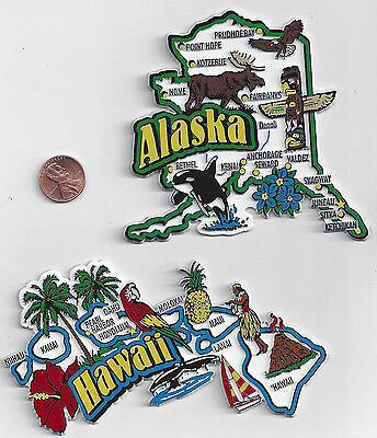 ALASKA  and  HAWAII JUMBO  STATE  MAP  MAGNETS  7 COLOR   NEW USA  2 MAGNETS   Без бренда