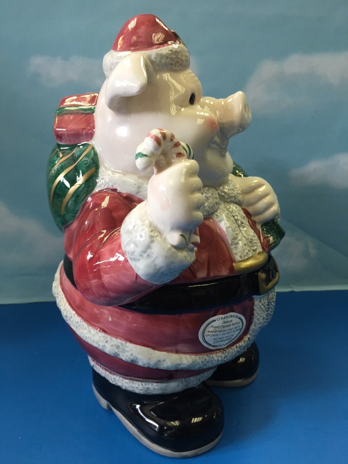 FITZ & FLOYD OMNIBUS OCI  VINTAGE  PIG SANTA CLAUS CHRISTMAS COOKIE JAR NEW rare Fitz & Floyd - фотография #4