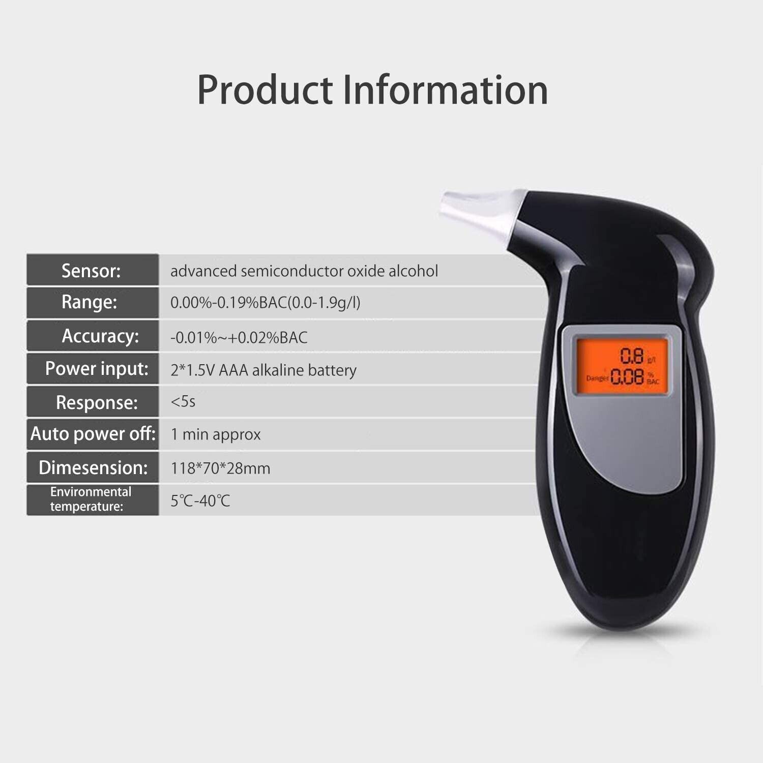 Digital LCD Police Breath Breathalyzer  Alcohol Tester Test Analyzer Detector US Candeal Does Not Apply - фотография #6